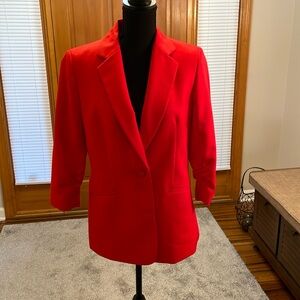 Kasper size 10 single button bright red fully lined blazer.